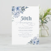 ボヘミア砂質ブルー結婚フローラ記念日 招待状 (スタンド正面)