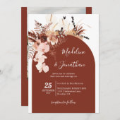 ボヘミア素朴ン・フローラ・ア結婚ーチ 招待状 (正面/裏面)