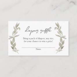 ボヘミア緑の赤ちゃんシャワーおむつラッフルインサート エンクロージャーカード