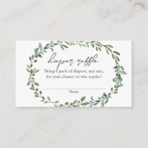 ボヘミア緑の赤ちゃんシャワーおむつラッフルインサート