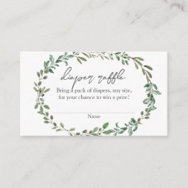 ボヘミア緑の赤ちゃんシャワーおむつラッフルインサート エンクロージャーカード