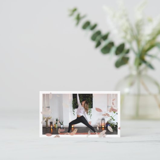 ボヘミア自然圧乾葉乾燥ヨガ写真 名刺 (スタンド正面)