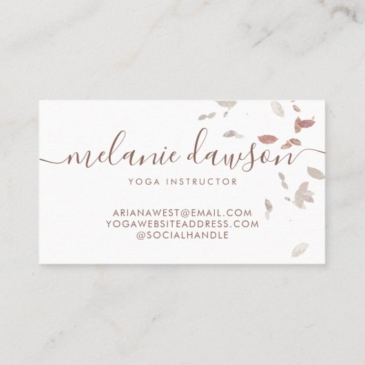 ボヘミア自然圧乾葉乾燥ヨガ写真 名刺 (裏面)