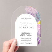 ボヘミア薄紫フローラ水結婚色の アクリル招待状 (インサイチュ (ポータブル))