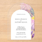 ボヘミア薄紫フローラ水結婚色の アクリル招待状 (正面)