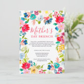 ボヘミア赤い青いフローラの水の色の母の日 招待状 (スタンド正面)