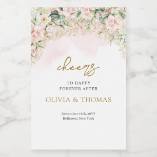 ボヘミア赤面バラユーカリと金ゴールド結婚ズ ワインラベル