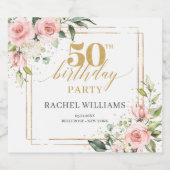 ボヘミア赤面バラユーカリ金ゴールド50歳 スパークリングワインラベル (シングルラベル)