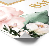 ボヘミア赤面ピンクフローラ結婚金ゴールドの写真のプロップ ポスター (角)