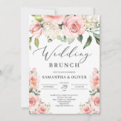 ボヘミア赤面ピンク桃結婚フローラブランチ 招待状 (正面)