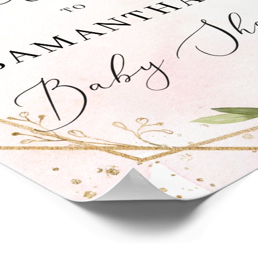 ボヘミア赤面ブルゴーニュ赤ちゃんシャワー歓迎サイン ポスター (角)