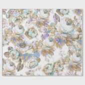 ボヘミア赤面ラベンダーブラウンティール（緑がかった色）バラフローラ ラッピングペーパー (フラット)