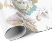 ボヘミア赤面ラベンダーブラウンティール（緑がかった色）バラフローラ ラッピングペーパー (ロールコーナー)