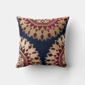 ボヘミア金ゴールドネイビーブルゴーニュ手描きマンダラ クッション (裏面)