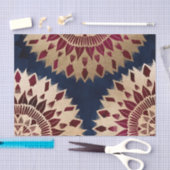 ボヘミア金ゴールドネイビーブルゴーニュ手描きマンダラ 薄葉紙 (クラフト)