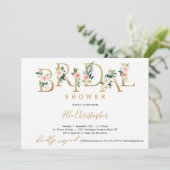 ボヘミア金ゴールド箔フローラブライダルシャワー 招待状 (スタンド正面)
