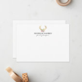 ボヘミア金ゴールド〔雄ジカの〕枝角フラワーフラットノテカード ノートカード (正面/裏面インサイチュ)