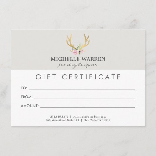 ボヘミア金ゴールド〔雄ジカの〕枝角IIギフト券 (正面)