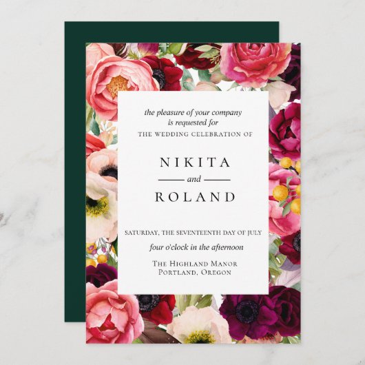 ボヘミア開花結婚式招待状 招待状 (正面/裏面)