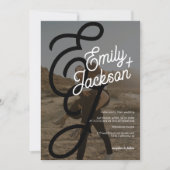 ボヘミア風の個性的な写真と名前のウェディングQRコード招待状 招待状 (正面)