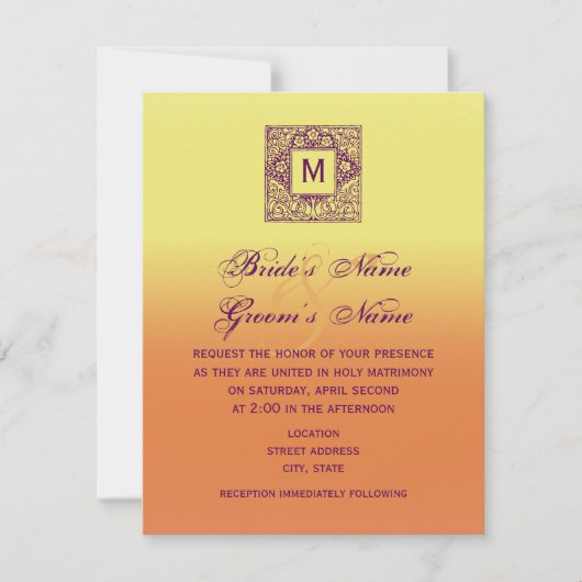 ボヘミア風モノグラム結婚式招待状 招待状 (正面)