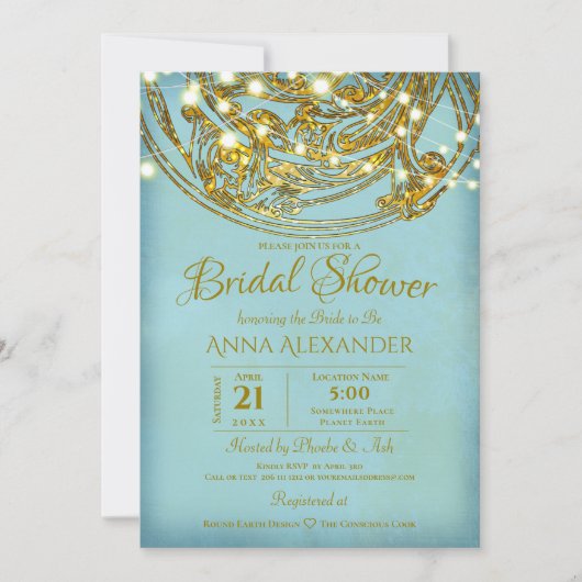 ボヘミア、インディアンインスパイアアールヌーボー 招待状 (正面)