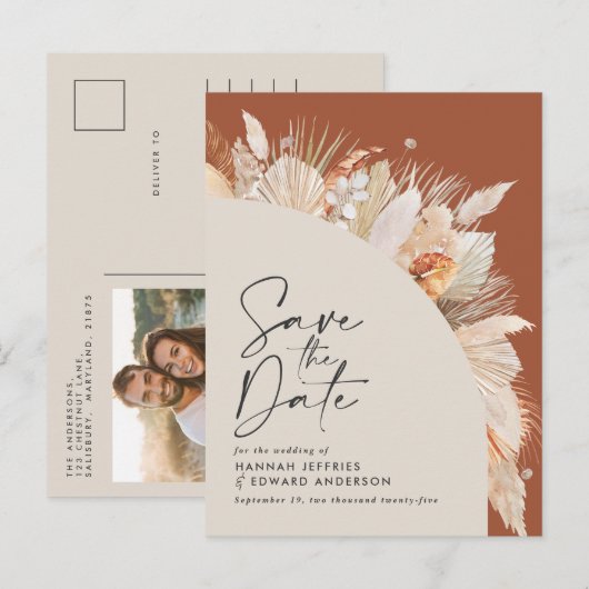 ボヘミア・テラコッタ・パンパス・グラス・フォト・アンノ 案内ポストカード (正面/裏面)