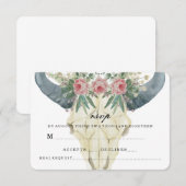 ボヘミア ローゼズ ウェディング RSVP (正面/裏面)