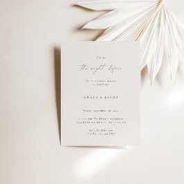 ボヘミエレガントアンアイボリーミニマリストリハーサルディナー 招待状