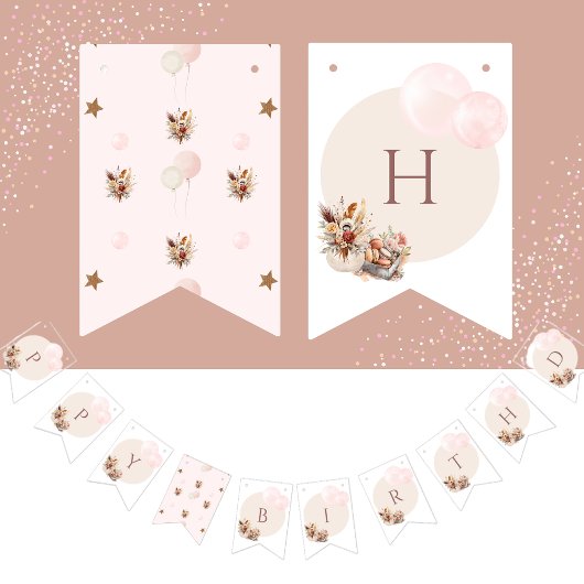 ボヘミエレガントアンパステルパターン バンティングフラッグ