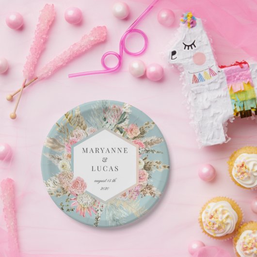 ボヘミエレガントアンフローラモノグラム紙プレート ペーパープレート (パーティー)