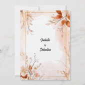 ボヘミエレガントアン水彩花模様と金ゴールド 招待状 (裏面)