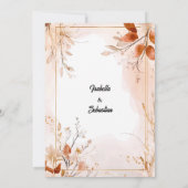 ボヘミエレガントアン水彩花模様と金ゴールド 招待状 (裏面)