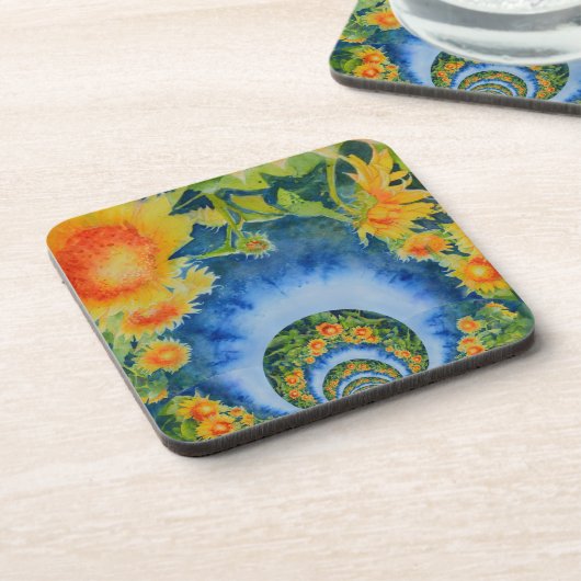 ボヘミエレガントン風レトロひまわり コースター (左側)