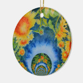 ボヘミエレガントン風レトロひまわり セラミックオーナメント (左)