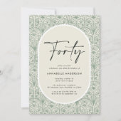 ボヘミオモダンロッコの緑のエレガント誕生日 招待状 (正面)