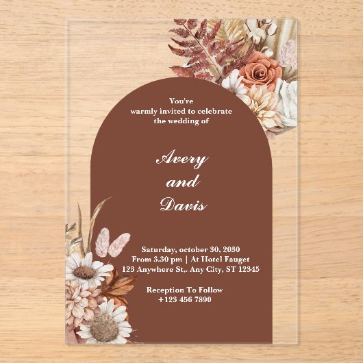 ボヘミカスタムアンフローラアクリル結婚式招待状 アクリル招待状 (正面)