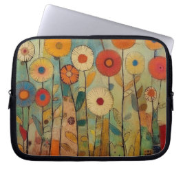 ボヘミカラフルの花 ラップトップスリーブ