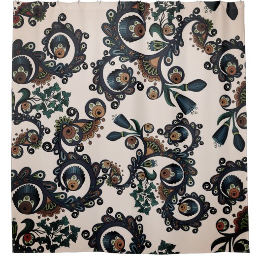 ボヘミカラフルアンボホヒッピモダンシックパターンショー シャワーカーテン (正面)