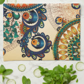 ボヘミカラフルアンボホヒモダンッピーシック模様 キッチンタオル (折り畳み)