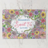 ボヘミカラフルアン花模様スウィート16紙ランチョンマット ペーパーパッド (正面)