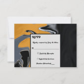 ボヘミニマルミアンブラック金ゴールドアート抽象芸術結婚ズ 出欠カード (正面)