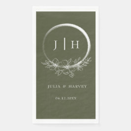 ボヘミニマルミアン結婚オリーブグリーン紙ナプキン