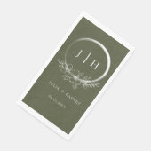 ボヘミニマルミアン結婚オリーブグリーン紙ナプキン (コーナー)
