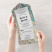 ボヘミニマルミアン結婚グレイ抽象芸術芸術的ズ オールインワン招待状 (貼ってはがせる)