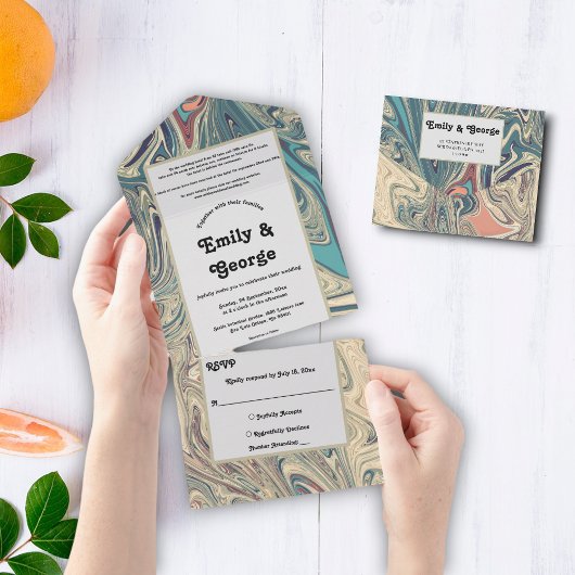 ボヘミニマルミアン結婚グレイ抽象芸術芸術的ズ オールインワン招待状