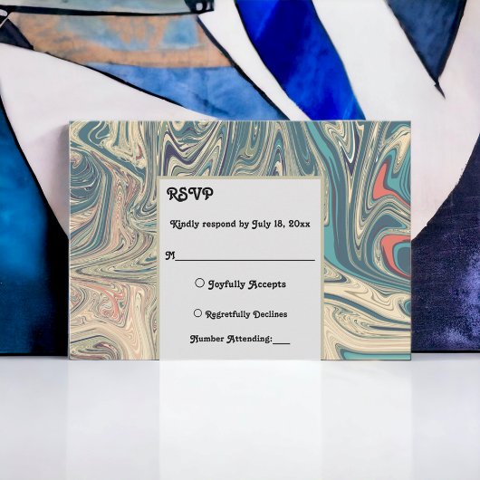 ボヘミニマルミアン結婚グレイ抽象芸術芸術的ズ 出欠カード