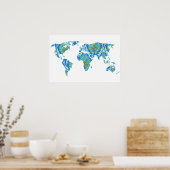 ボヘミパターン(の模様が)あるアの世界地図 |トラベラー |ポスター ポスター (キッチン)