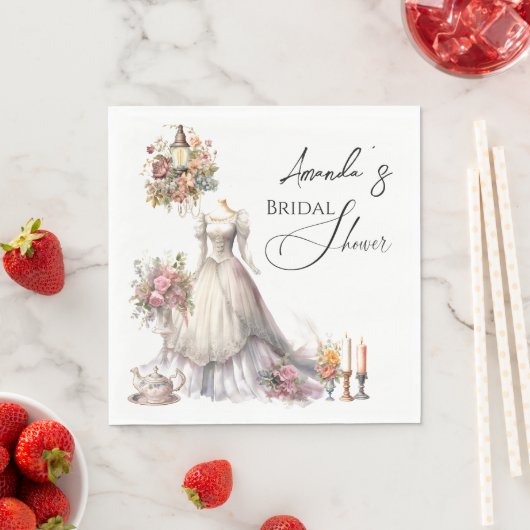 ボヘミビクトリアンア結婚のドレスティーブライダルシャワー スタンダードランチョンナプキン (インサイチュ)