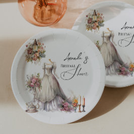 ボヘミビクトリアンア結婚のドレスティーブライダルシャワー ペーパープレート